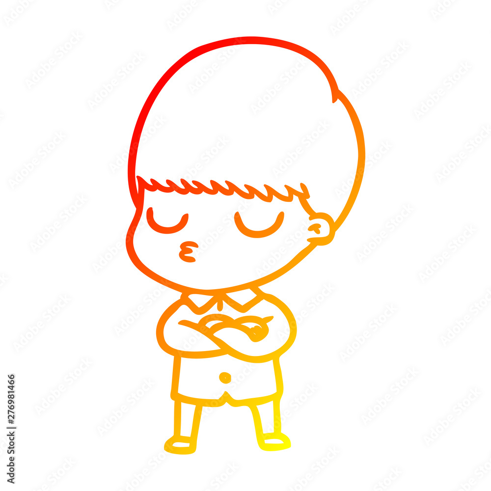 warm gradient line drawing cartoon calm boy warm gradient line drawing cartoon calm boy