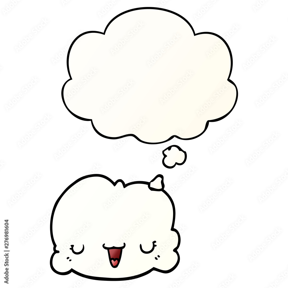 cute cartoon cloud and thought bubble in smooth gradient style cute cartoon cloud and thought bubble in smooth gradient style