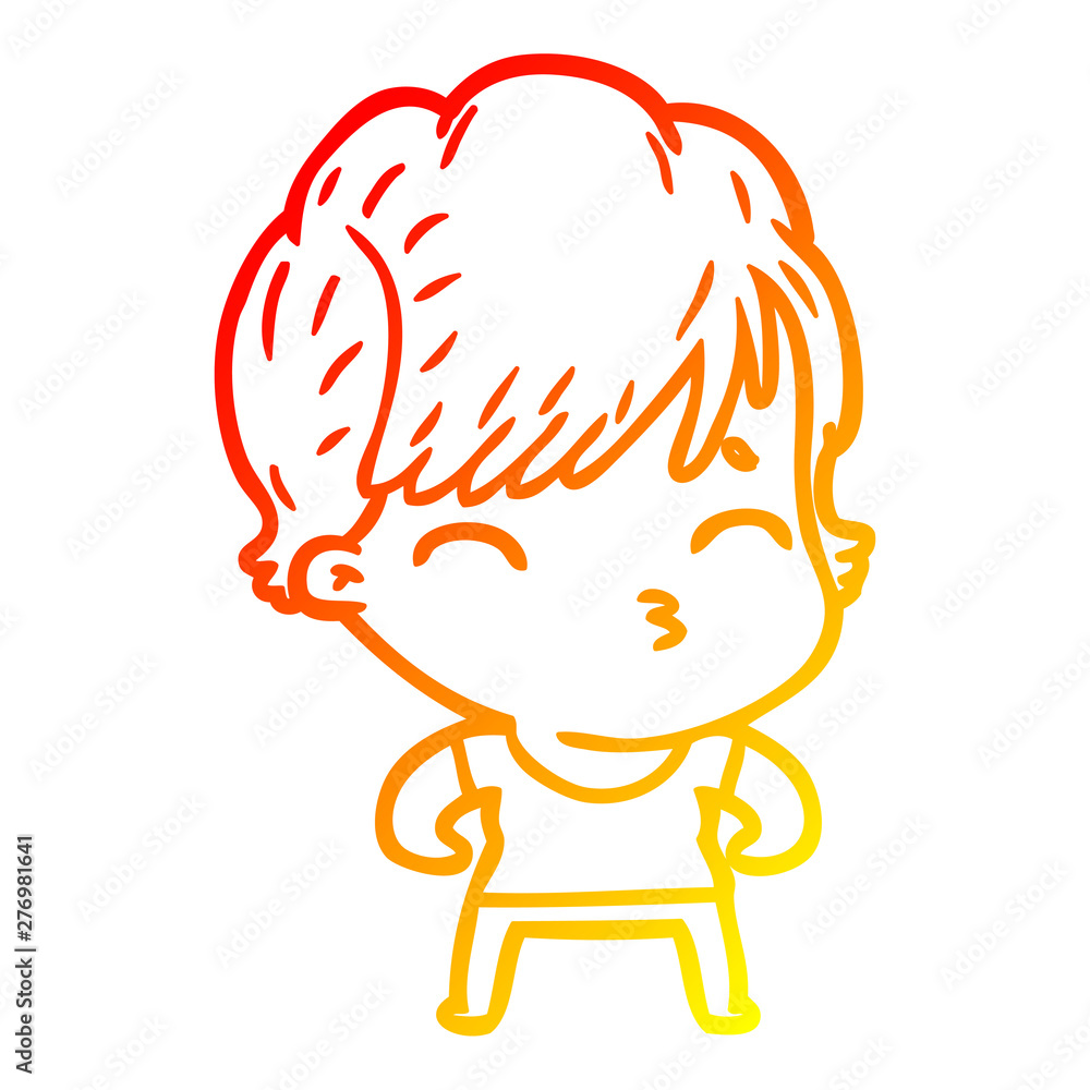 warm gradient line drawing cartoon woman thinking warm gradient line drawing cartoon woman thinking