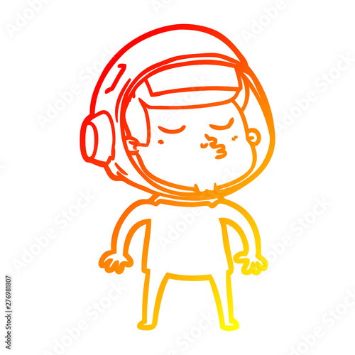 warm gradient line drawing cartoon confident astronaut