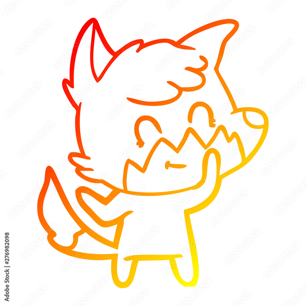 warm gradient line drawing cartoon friendly fox warm gradient line drawing cartoon friendly fox