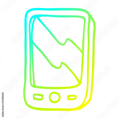 cold gradient line drawing cartoon mobile phone