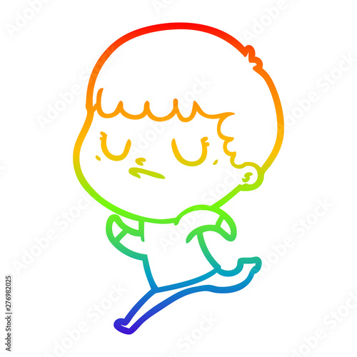 rainbow gradient line drawing cartoon grumpy boy