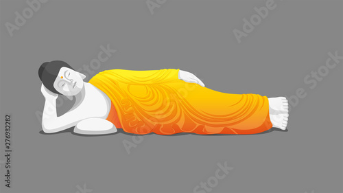 Flat Vector Of Sleeping Buddha Statue