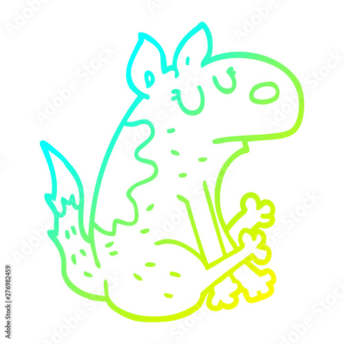 cold gradient line drawing cartoon dog sitting