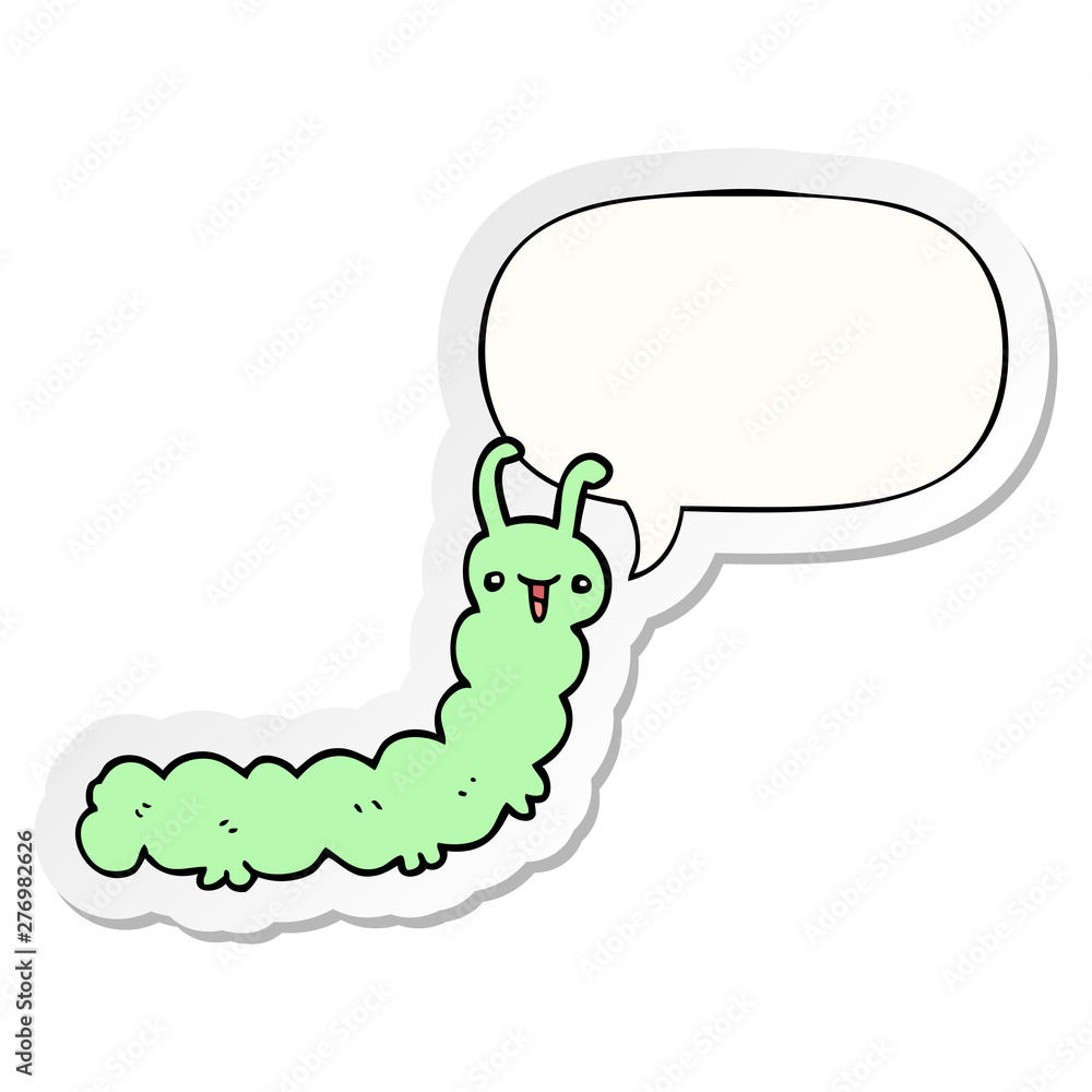 cartoon caterpillar and speech bubble sticker cartoon caterpillar and speech bubble sticker