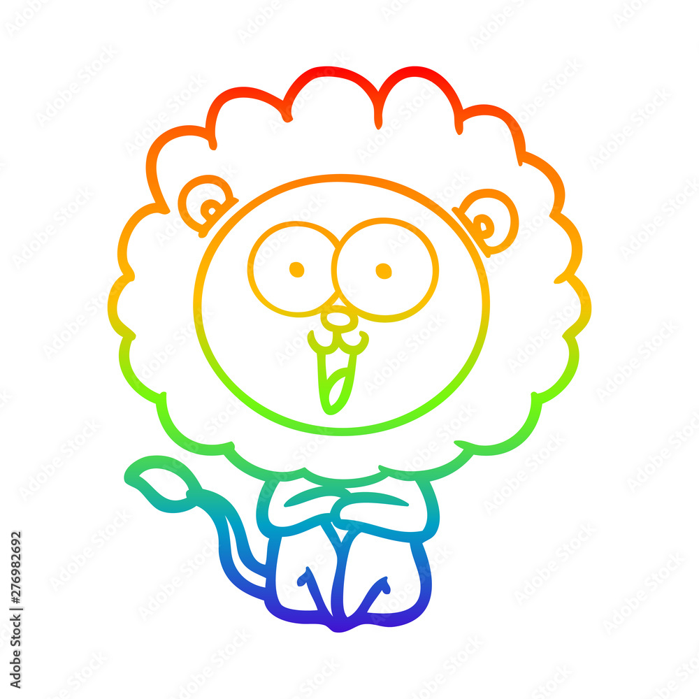 rainbow gradient line drawing happy cartoon lion rainbow gradient line drawing happy cartoon lion