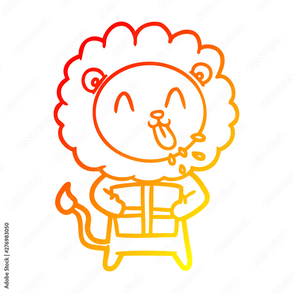 warm gradient line drawing happy cartoon lion warm gradient line drawing happy cartoon lion
