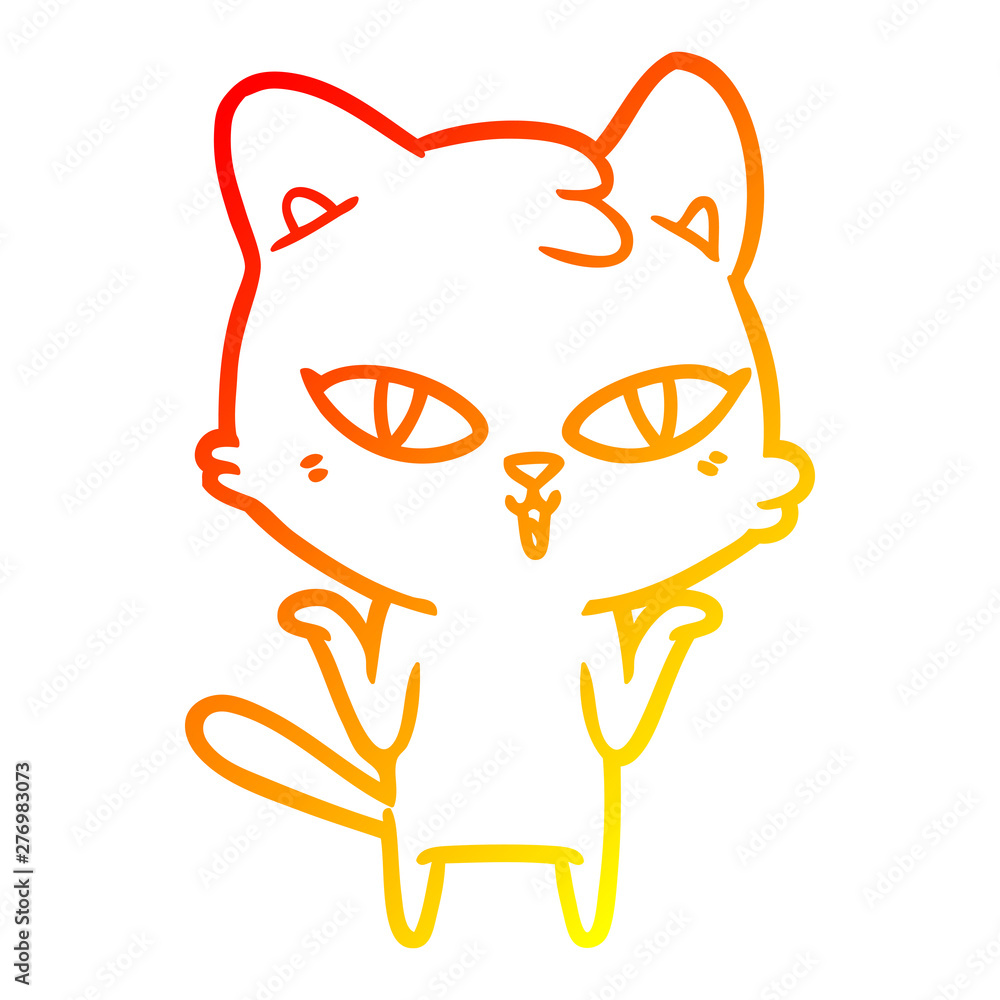 warm gradient line drawing cartoon cat warm gradient line drawing cartoon cat