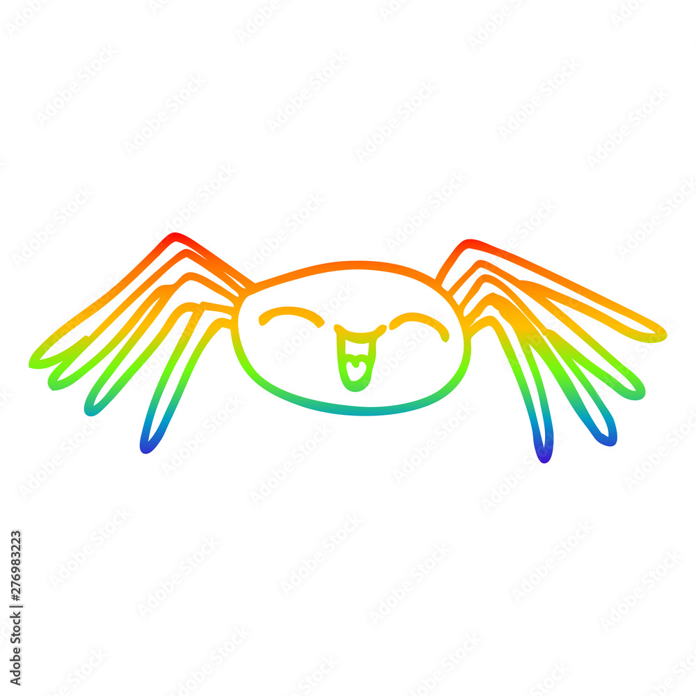 Obraz premium rainbow gradient line drawing happy cartoon spider