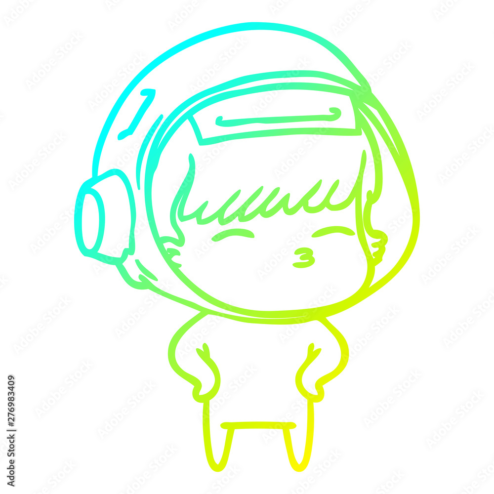 cold gradient line drawing cartoon curious astronaut cold gradient line drawing cartoon curious astronaut