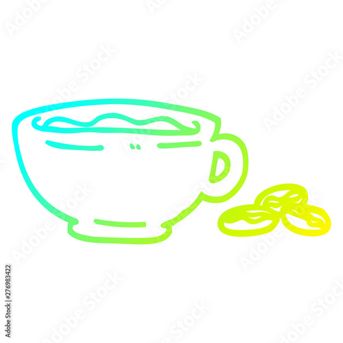cold gradient line drawing cartoon espresso cup