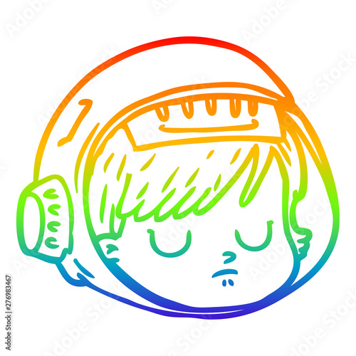 rainbow gradient line drawing cartoon astronaut face