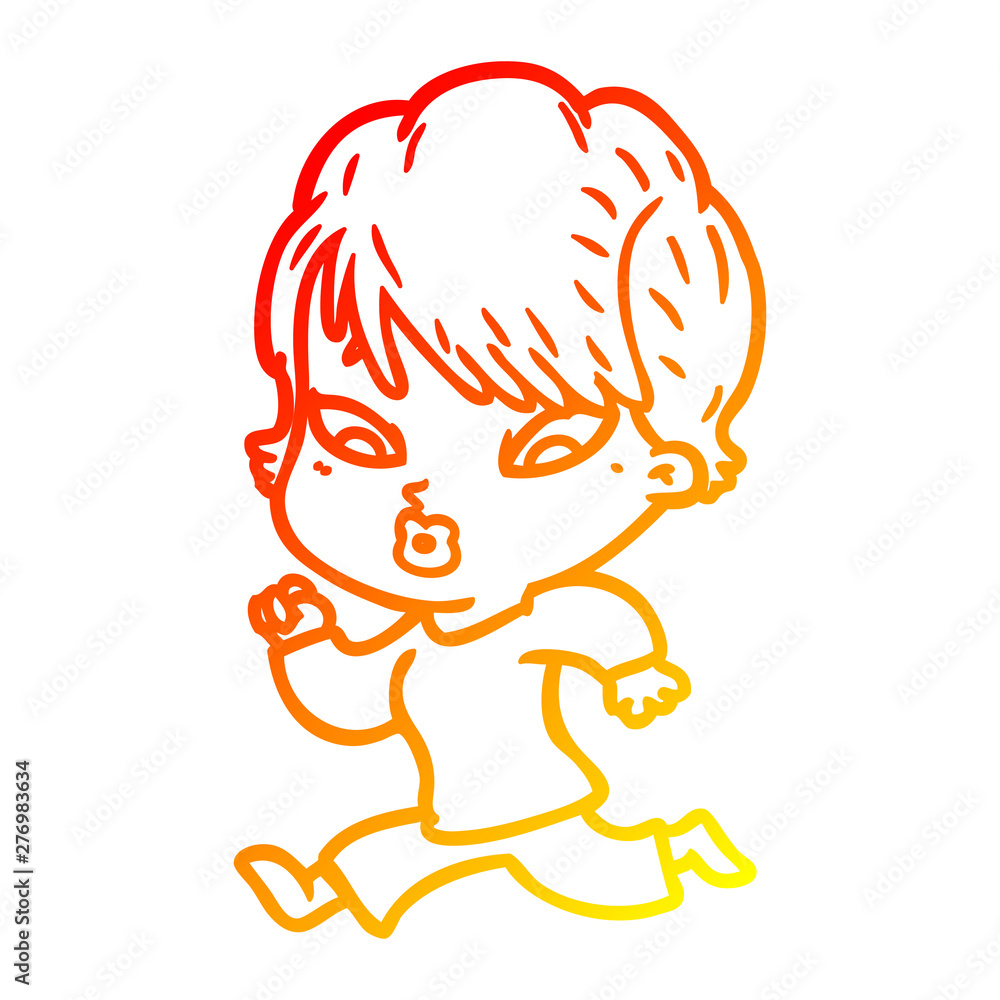 warm gradient line drawing cartoon woman warm gradient line drawing cartoon woman