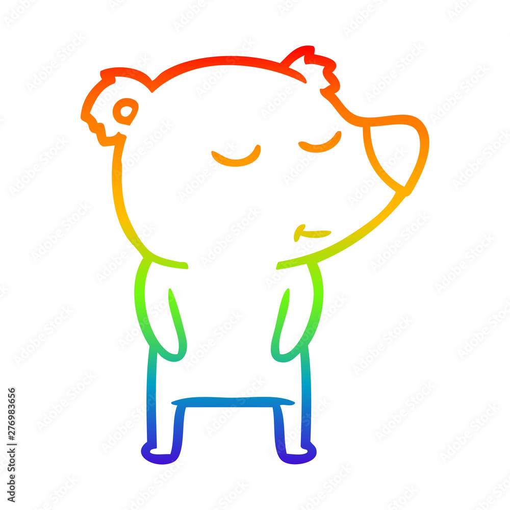 rainbow gradient line drawing happy cartoon polar bear rainbow gradient line drawing happy cartoon polar bear