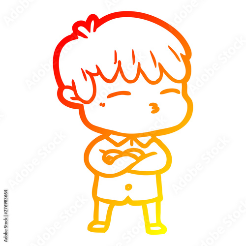 warm gradient line drawing cartoon curious boy