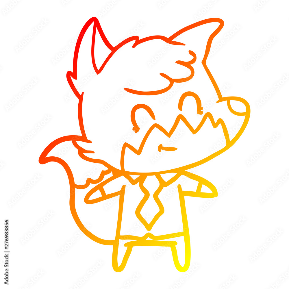 warm gradient line drawing cartoon friendly fox