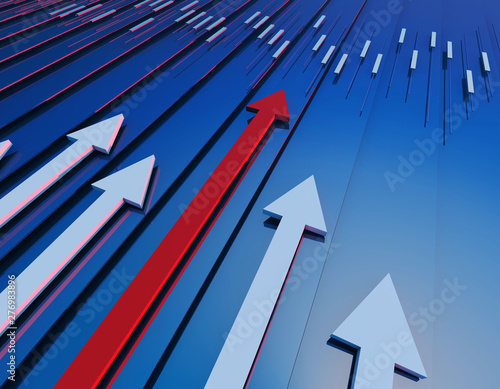 Obraz na plátne Financial business success arrow, career success and stock market statistics cha