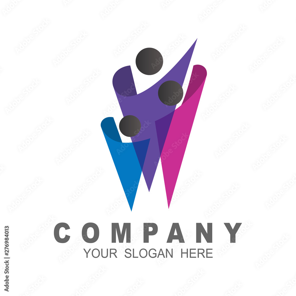 Vector creative people logo, teamwork sign, family concept and human group Vector creative people logo, teamwork sign, family concept and human group