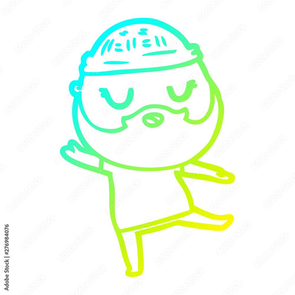 cold gradient line drawing cute cartoon man with beard cold gradient line drawing cute cartoon man with beard