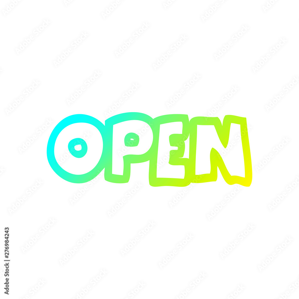cold gradient line drawing cartoon open sign cold gradient line drawing cartoon open sign
