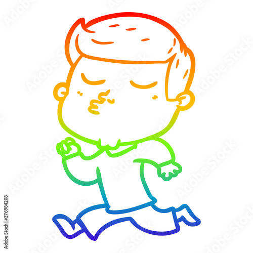rainbow gradient line drawing cartoon model guy pouting