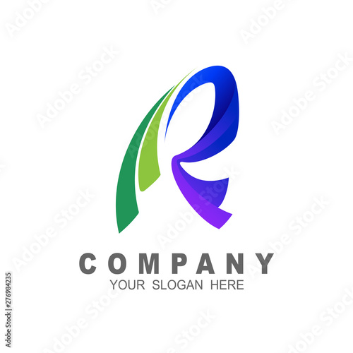 Logo letter r with leaf, 3d design