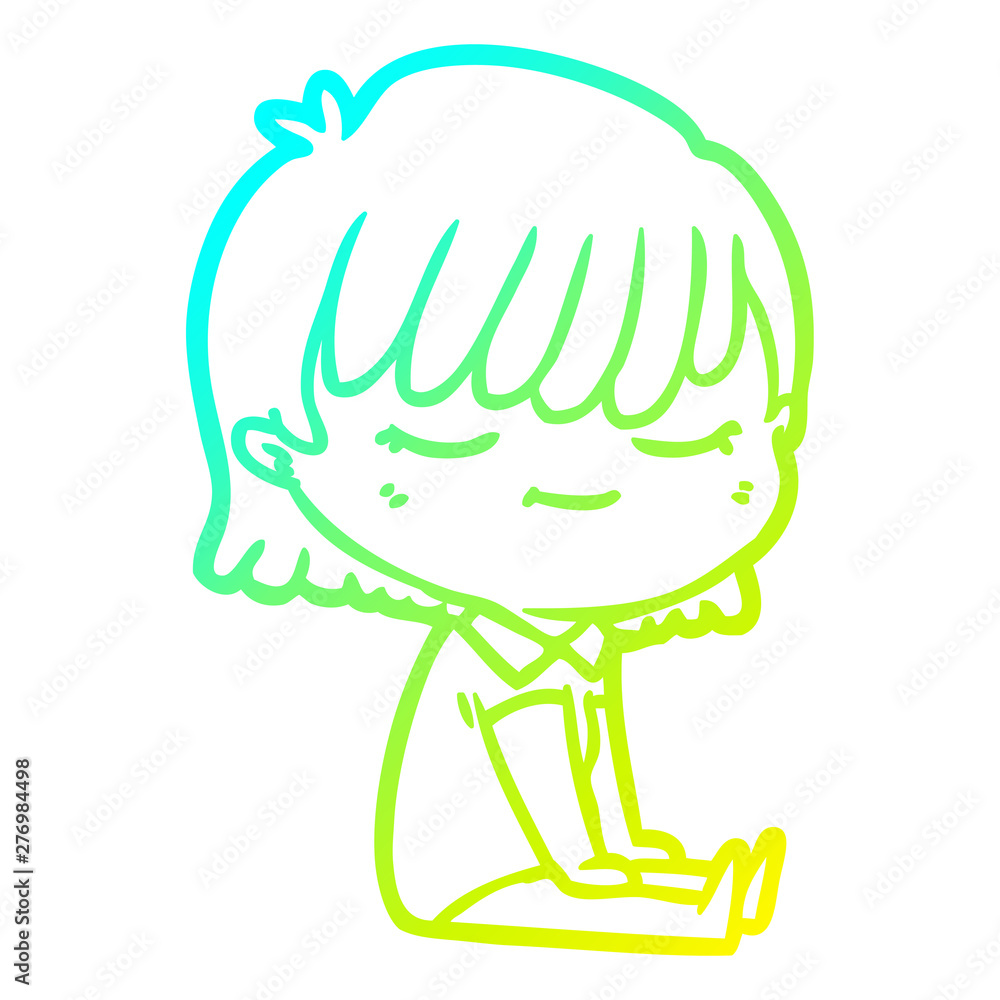 Obraz premium cold gradient line drawing cartoon woman