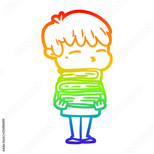 rainbow gradient line drawing cartoon curious boy