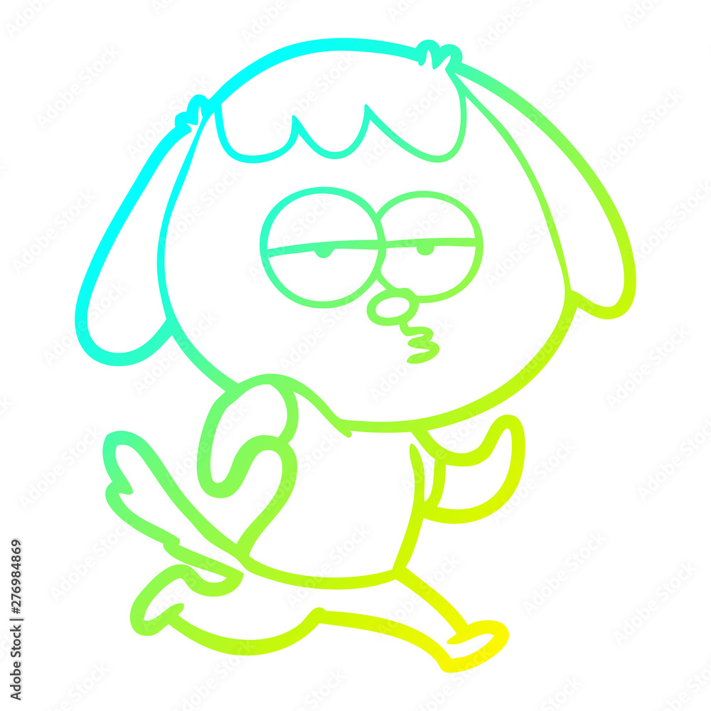 Fototapeta premium cold gradient line drawing cartoon bored dog