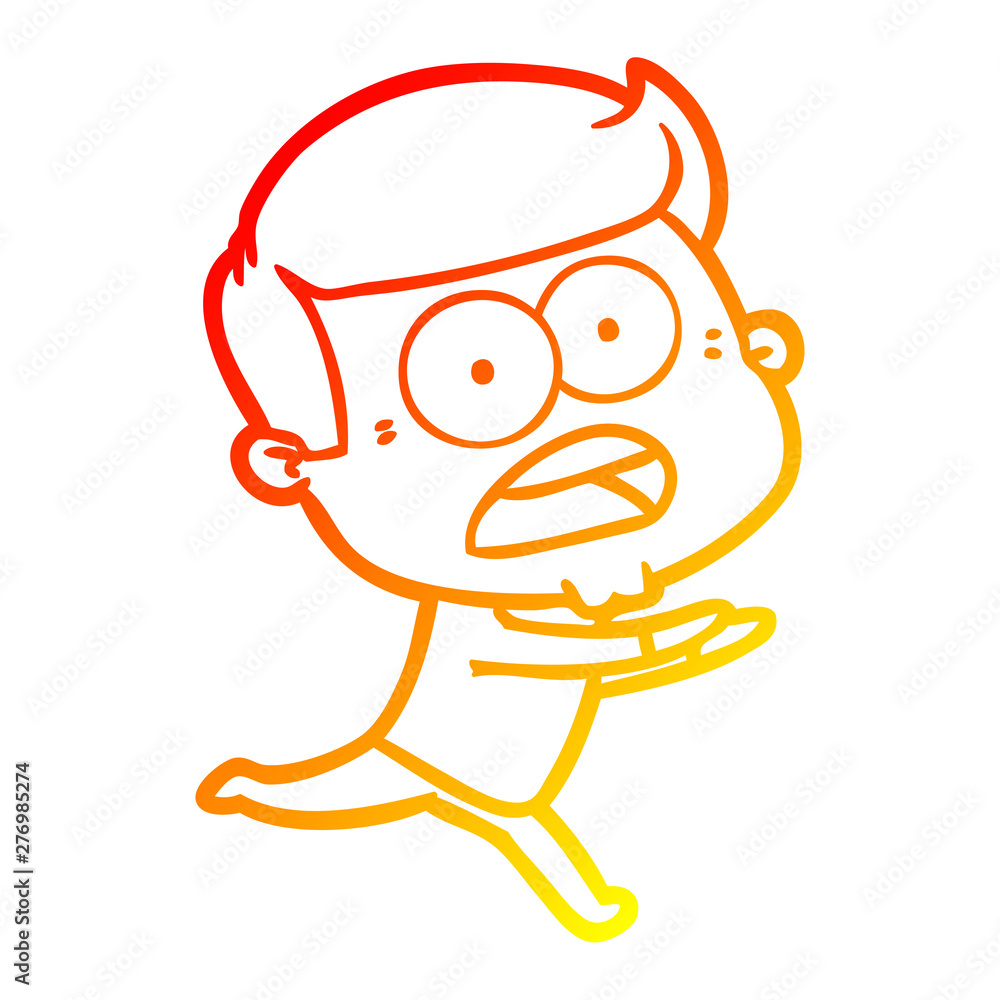 Obraz premium warm gradient line drawing cartoon shocked man