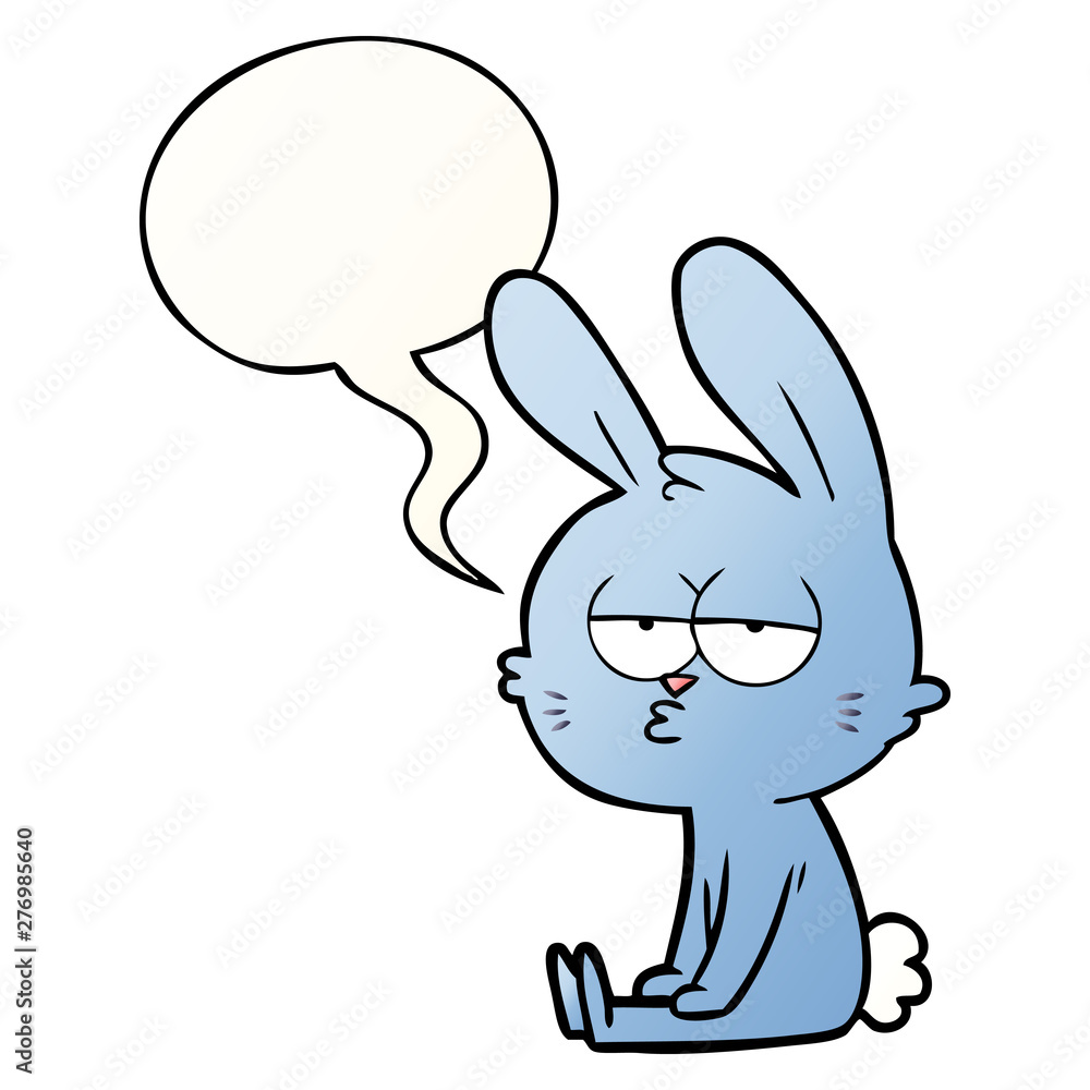 cute cartoon rabbit and speech bubble in smooth gradient style cute cartoon rabbit and speech bubble in smooth gradient style