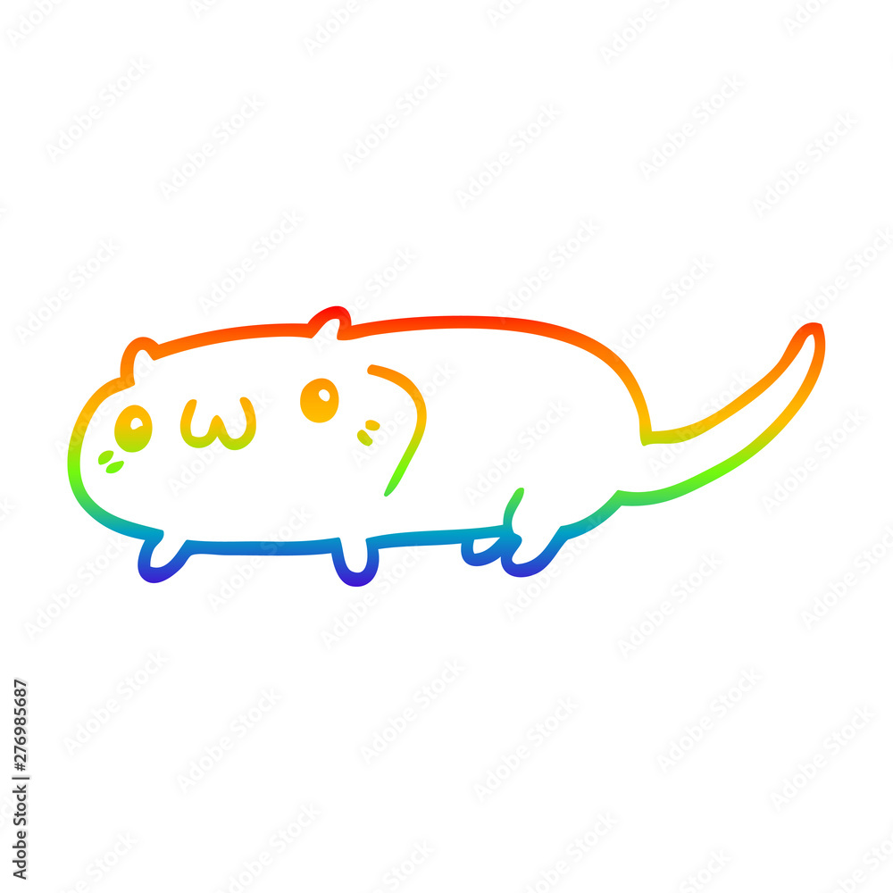 Naklejka premium rainbow gradient line drawing cartoon cat