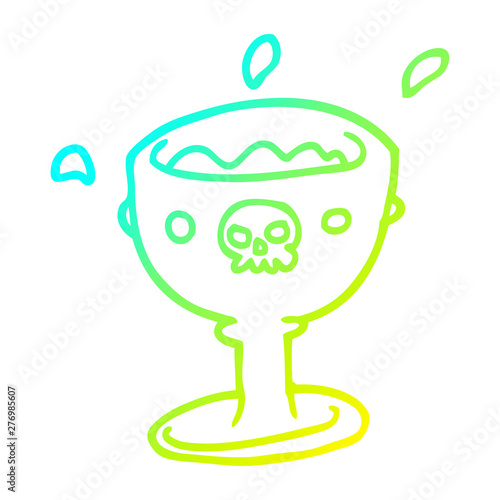 cold gradient line drawing spooky cartoon goblet of blood