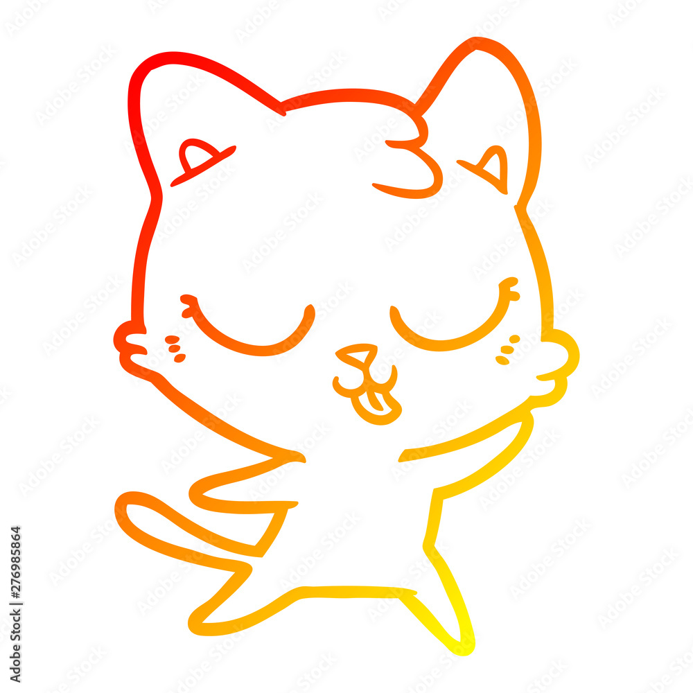 warm gradient line drawing happy cartoon cat warm gradient line drawing happy cartoon cat