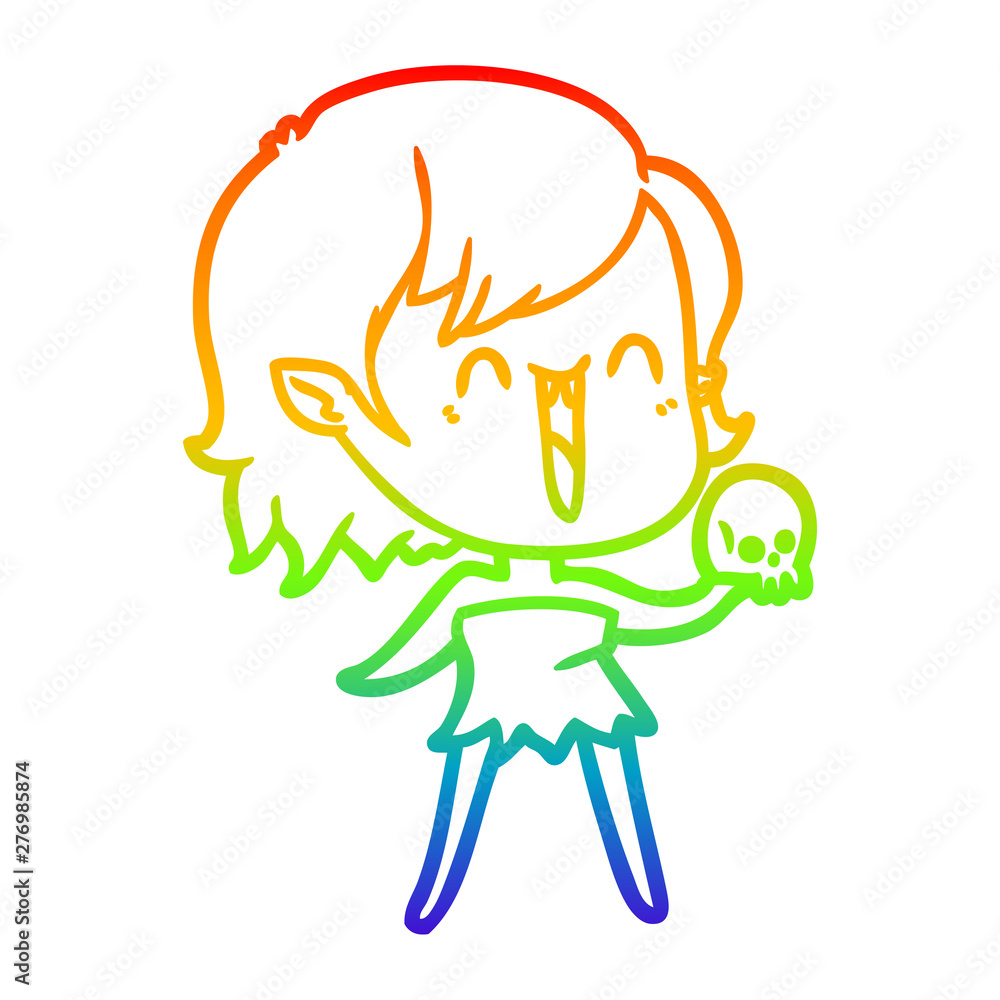 rainbow gradient line drawing cute cartoon happy vampire girl rainbow gradient line drawing cute cartoon happy vampire girl