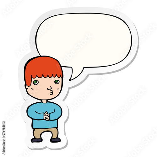 cartoon man thinking and speech bubble sticker