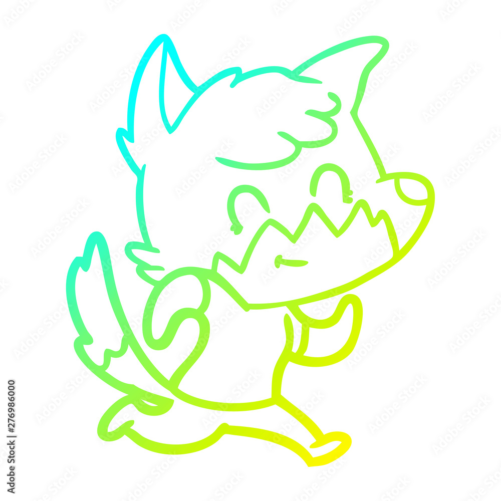 cold gradient line drawing cartoon happy fox cold gradient line drawing cartoon happy fox