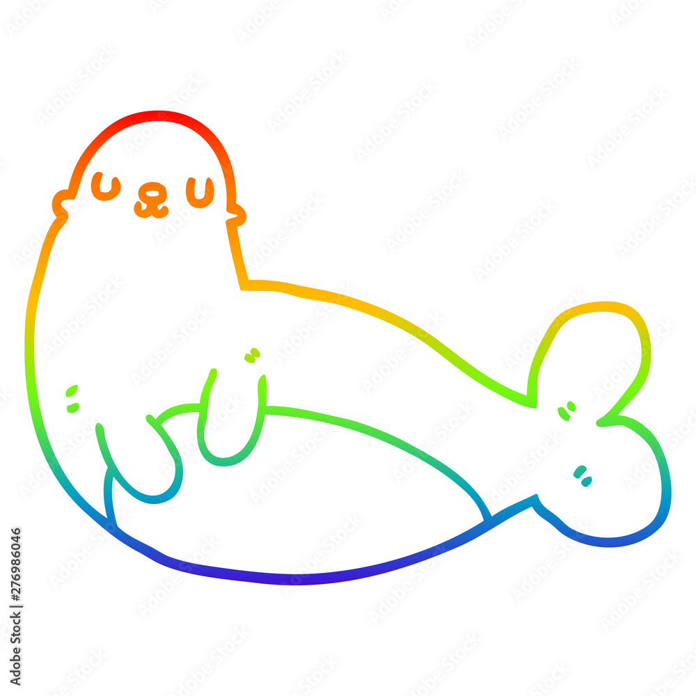 rainbow gradient line drawing cartoon seal rainbow gradient line drawing cartoon seal