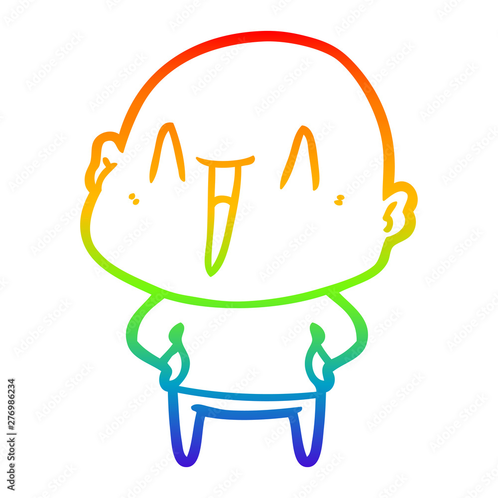 rainbow gradient line drawing happy cartoon bald man rainbow gradient line drawing happy cartoon bald man