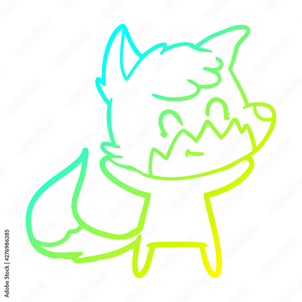 cold gradient line drawing cartoon happy fox cold gradient line drawing cartoon happy fox