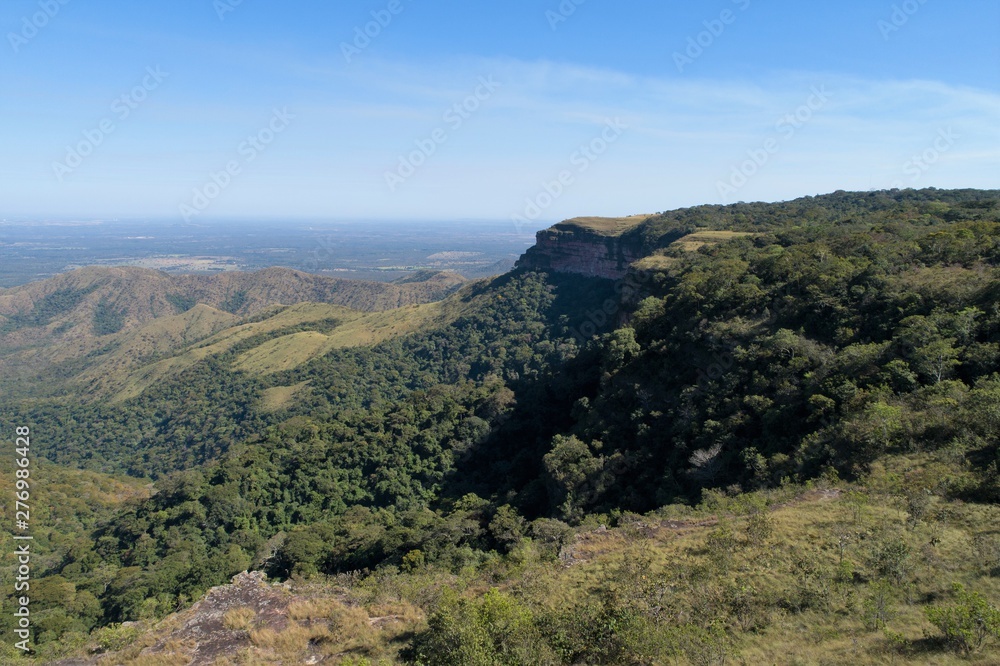 Obraz premium Aerial view of Alto do Céu Observatory, Chapada dos Guimarães, Mato Grosso, Brazil. Great landscape. Travel destination. Vacation travel. Sky High Observatory. Touristic point.