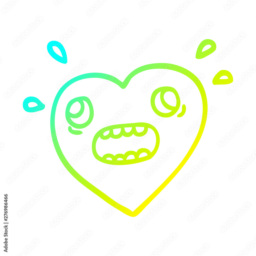 cold gradient line drawing cartoon heart panicking cold gradient line drawing cartoon heart panicking