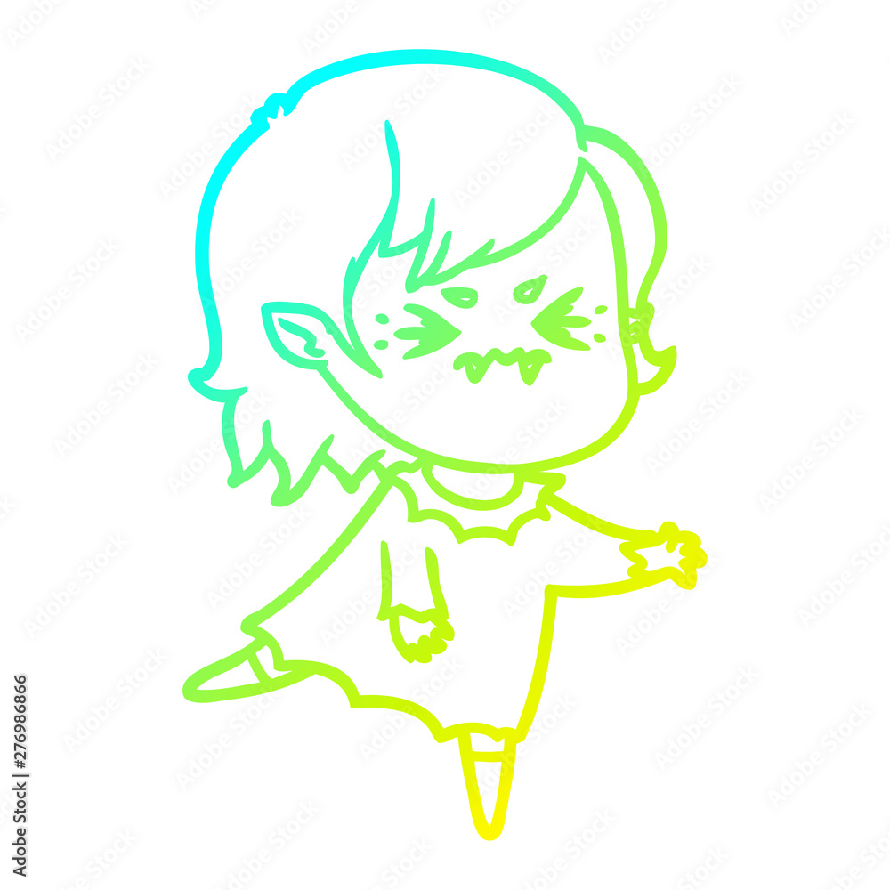 cold gradient line drawing annoyed cartoon vampire girl cold gradient line drawing annoyed cartoon vampire girl