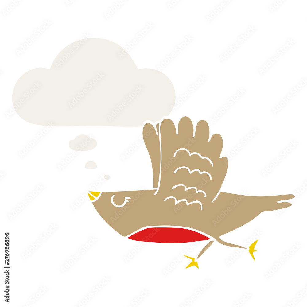 cartoon bird and thought bubble in retro style cartoon bird and thought bubble in retro style