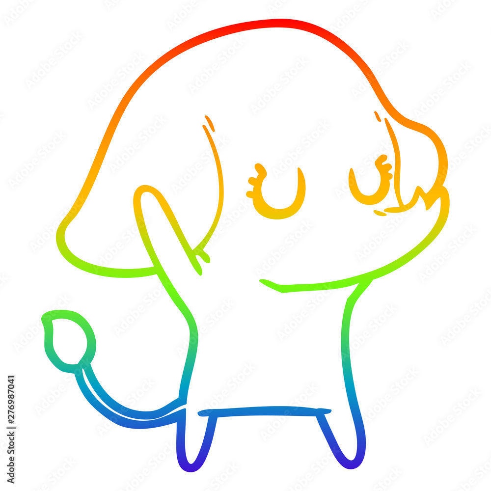 Obraz premium rainbow gradient line drawing cute cartoon elephant