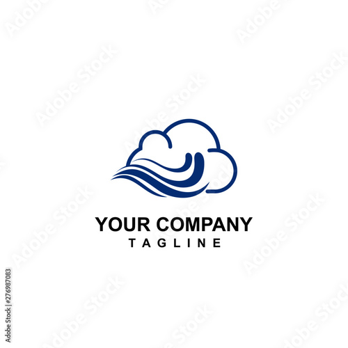 CLOUD system and blue water wind aqua company vector logo