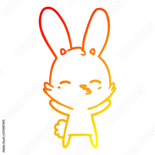 warm gradient line drawing curious bunny cartoon