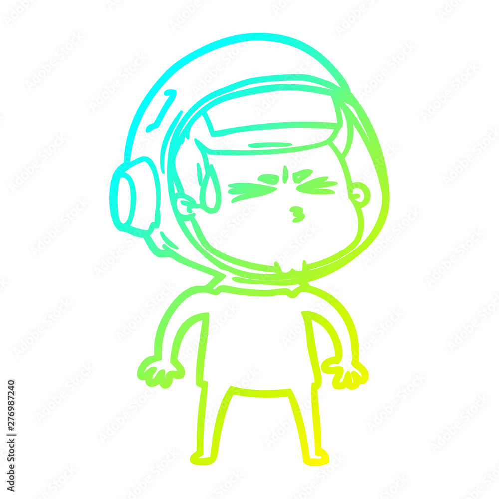 cold gradient line drawing cartoon stressed astronaut cold gradient line drawing cartoon stressed astronaut