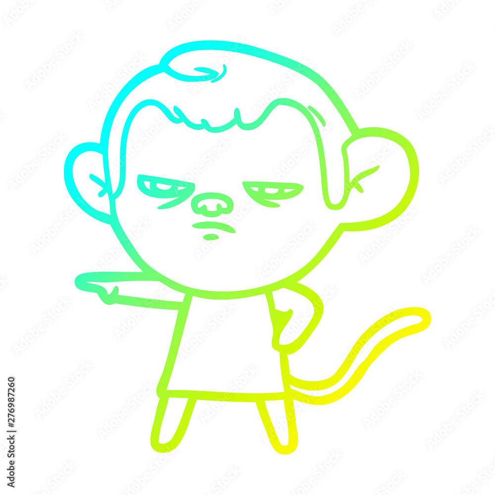 cold gradient line drawing cartoon monkey cold gradient line drawing cartoon monkey